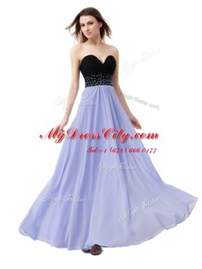 Spectacular Floor Length Lace Up Prom Dresses Lavender for Prom with Beading