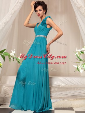 Fabulous Sleeveless Side Zipper Floor Length Ruffles