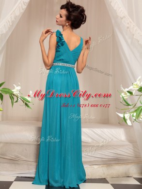 Fabulous Sleeveless Side Zipper Floor Length Ruffles