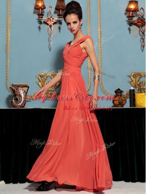 Chic One Shoulder Sleeveless Side Zipper Prom Gown Red Chiffon