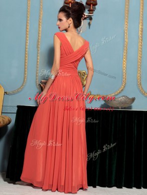 Chic One Shoulder Sleeveless Side Zipper Prom Gown Red Chiffon