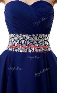 Discount Mini Length A-line Sleeveless Blue Prom Gown Lace Up