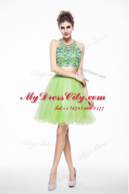 Scoop Sleeveless Chiffon Juniors Party Dress Beading Backless