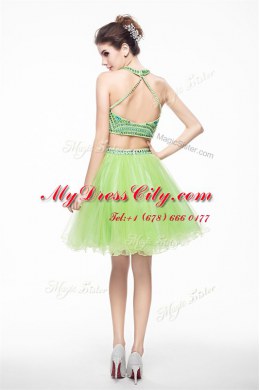 Scoop Sleeveless Chiffon Juniors Party Dress Beading Backless