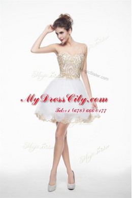 Fashionable Sleeveless Zipper Knee Length Beading and Lace Dress for Prom