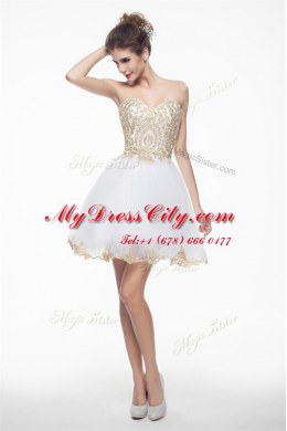 Fashionable Sleeveless Zipper Knee Length Beading and Lace Dress for Prom