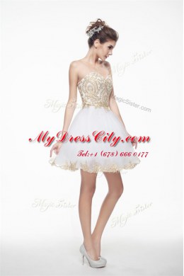 Fashionable Sleeveless Zipper Knee Length Beading and Lace Dress for Prom