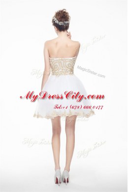 Fashionable Sleeveless Zipper Knee Length Beading and Lace Dress for Prom