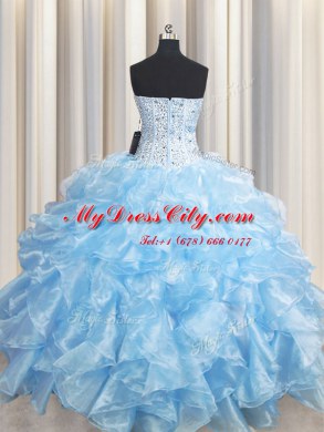 New Arrival Organza Sleeveless Floor Length Quinceanera Dresses and Beading and Ruffles