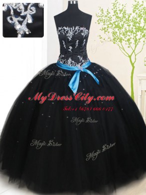 Trendy Strapless Sleeveless Tulle 15th Birthday Dress Beading and Belt Lace Up