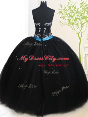 Trendy Strapless Sleeveless Tulle 15th Birthday Dress Beading and Belt Lace Up