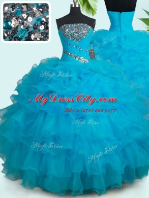 Attractive Organza Sleeveless Floor Length 15 Quinceanera Dress and Beading