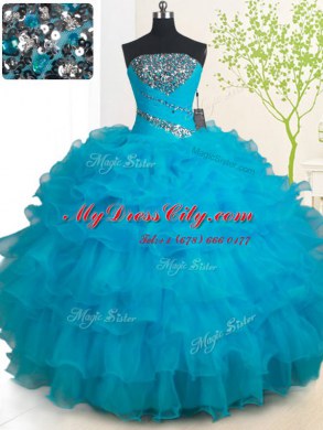 Attractive Organza Sleeveless Floor Length 15 Quinceanera Dress and Beading