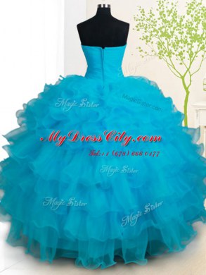 Attractive Organza Sleeveless Floor Length 15 Quinceanera Dress and Beading