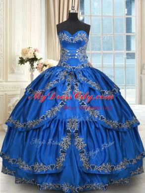 Sleeveless Lace Up Floor Length Beading and Embroidery and Ruffled Layers Vestidos de Quinceanera