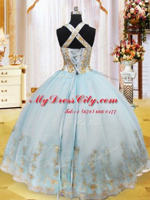 Halter Top Sleeveless Appliques Lace Up Vestidos de Quinceanera