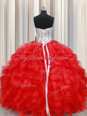 Sleeveless Beading and Ruffles Lace Up Sweet 16 Quinceanera Dress