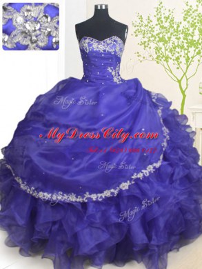 Beauteous Sweetheart Sleeveless Organza Quinceanera Dresses Beading and Appliques Lace Up