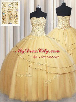 Sleeveless Lace Up Floor Length Beading and Sequins Quinceanera Gown