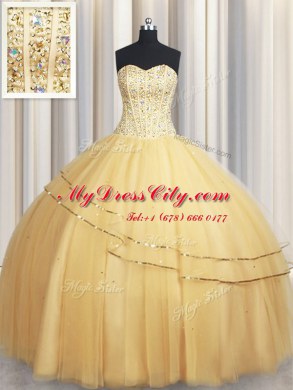 Sleeveless Lace Up Floor Length Beading and Sequins Quinceanera Gown