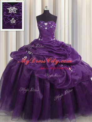 Floor Length Ball Gowns Sleeveless Purple 15th Birthday Dress Lace Up