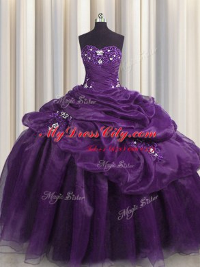 Floor Length Ball Gowns Sleeveless Purple 15th Birthday Dress Lace Up