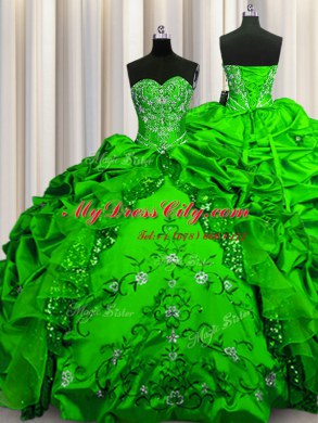 Sequins Embroidery Sleeveless Taffeta Lace Up Sweet 16 Dress for Military Ball and Sweet 16 and Quinceanera