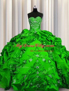 Sequins Embroidery Sleeveless Taffeta Lace Up Sweet 16 Dress for Military Ball and Sweet 16 and Quinceanera