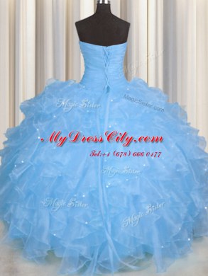 Fantastic Floor Length Baby Blue Sweet 16 Quinceanera Dress Sweetheart Sleeveless Lace Up