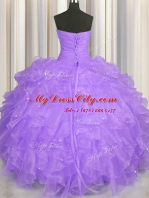 Captivating Sleeveless Lace Up Floor Length Beading and Ruffles 15 Quinceanera Dress