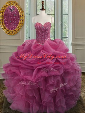 Lilac Sweetheart Neckline Beading and Ruffles Quinceanera Dresses Sleeveless Lace Up