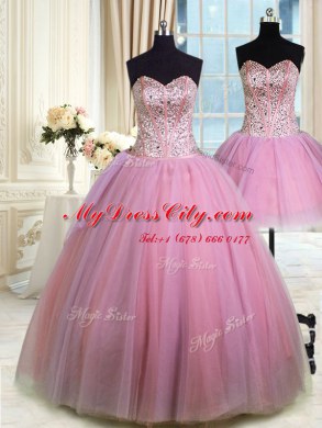 Three Piece Lavender Sweetheart Lace Up Beading Quinceanera Dress Sleeveless