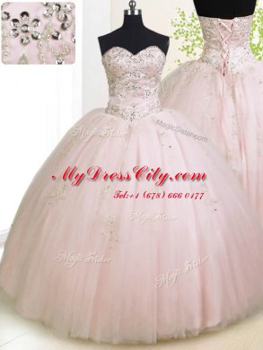 Sleeveless Beading and Appliques Lace Up Sweet 16 Dresses