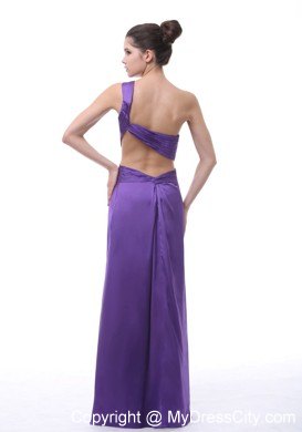 Chiffon Ruche One Should Purple Cutout Back Prom Dress