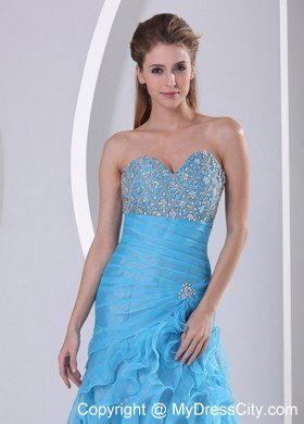 Beaded Sweetheart Ruching and Ruffles Dress for Prom