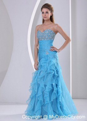 Beaded Sweetheart Ruching and Ruffles Dress for Prom