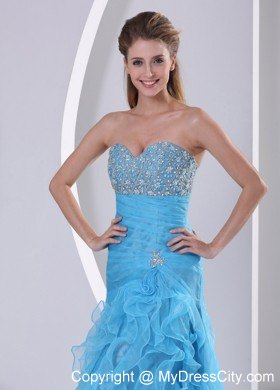 Beaded Sweetheart Ruching and Ruffles Dress for Prom