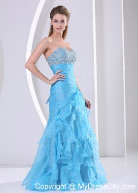 Beaded Sweetheart Ruching and Ruffles Dress for Prom