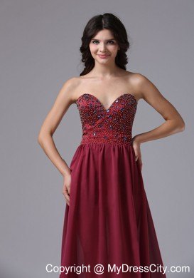 High-low Sweetheart Prom Dress with Beading and Brush Train