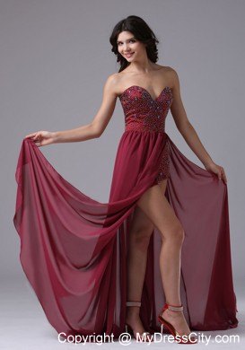 High-low Sweetheart Prom Dress with Beading and Brush Train