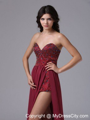 High-low Sweetheart Prom Dress with Beading and Brush Train