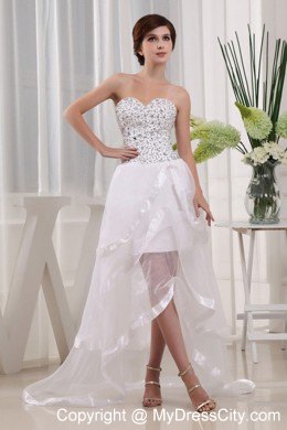 White Sweetheart High-low Prom Gown Beading Decorate