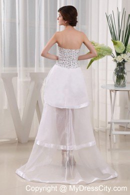 White Sweetheart High-low Prom Gown Beading Decorate