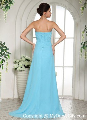 Sweetheart Beaded For Customize Blue Prom Gown