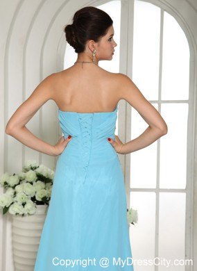 Sweetheart Beaded For Customize Blue Prom Gown