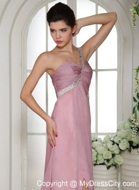 One Shoulder High Slit Lavender 2013 Prom Dress Beaded