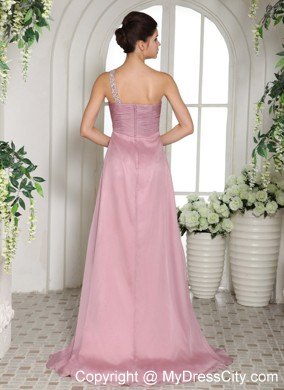 One Shoulder High Slit Lavender 2013 Prom Dress Beaded