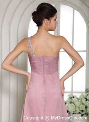 One Shoulder High Slit Lavender 2013 Prom Dress Beaded