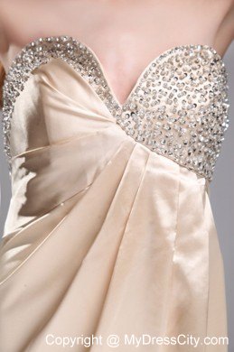 Charming Champagne Dress for Prom with Beaded Decorate Bust