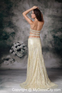 Empire Strapless Sequined Dress for Prom with Stomach Cutout